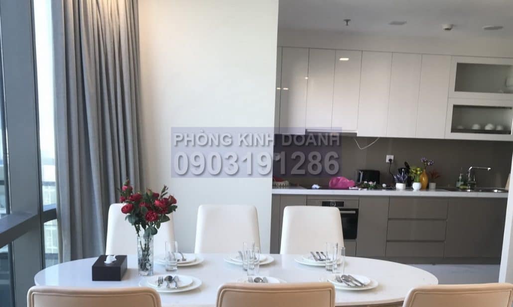 Cho thuê căn hộ view sông 4 phòng ngủ tầng 45 Landmark 81 đầy đủ nội thất